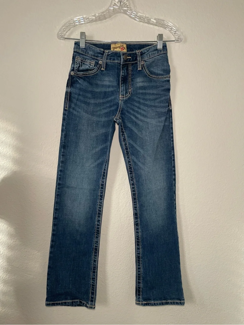 Wrangler 20X No 42 Vintage Bootcut Jeans Boys 12 Reg Blue Wash Adjustable Waist